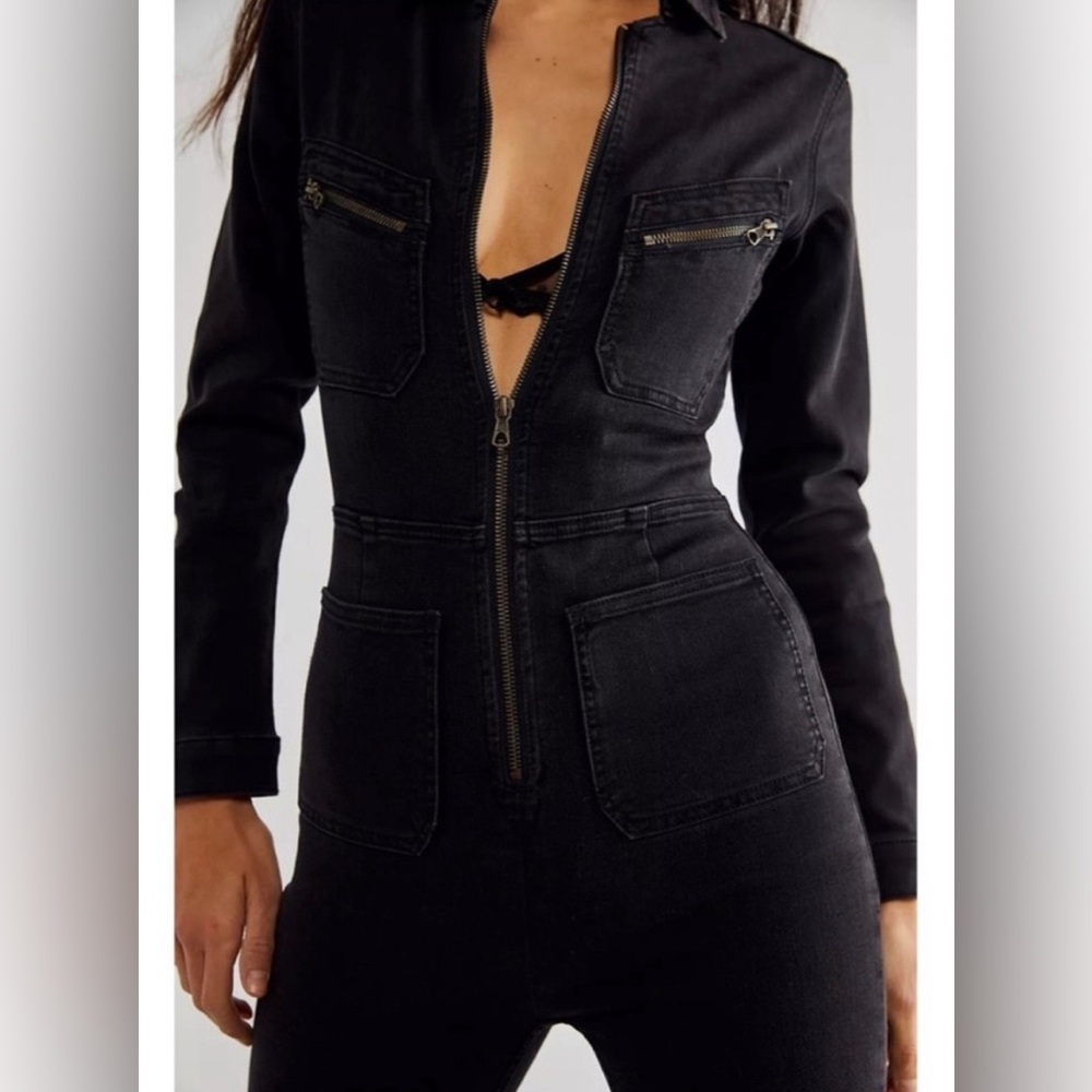 Free People Lennox Jumpsuit size large BLACK
